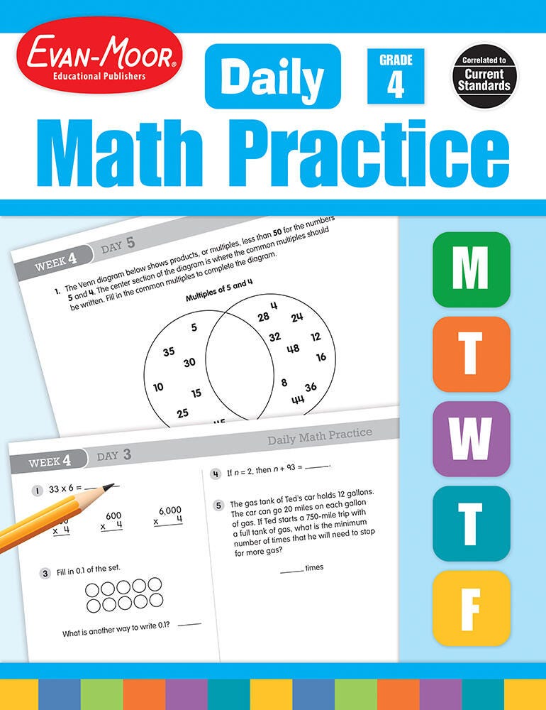 Evan-Moor Daily Math Practice, Grade 4 302278